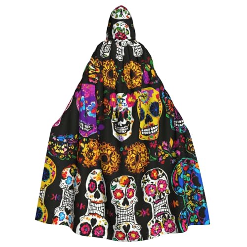 zkyfll Umhang mit Kapuze und Rosen-Totenkopf-Aufdruck, für Damen und Herren, Erwachsenenlänge, mit Kapuze, Halloween, Cosplay-Kostüme zkyfll Umhang mit Kapuze und Rosen-Totenkopf-Aufdruck, für Damen und Herren, Erwachsenenlänge, mit Kapuze, Halloween, Cosplay-Kostüme von zkyfll
