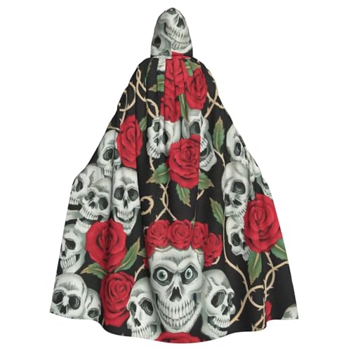 zkyfll Umhang mit Kapuze und Totenkopf und roter Rose, für Damen und Herren, Erwachsenenlänge, mit Kapuze, Halloween, Cosplay-Kostüme zkyfll Umhang mit Kapuze und Totenkopf und roter Rose, für Damen und Herren, Erwachsenenlänge, mit Kapuze, Halloween, Cosplay-Kostüme von zkyfll