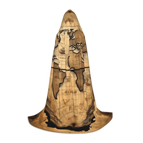 zkyfll Umhang mit Kapuze und Weltkugel mit antiker Karte, kleiner Größe, Halloween-Kostüm, Halloween, Cosplay, Hexe, Robe, Umhang von zkyfll