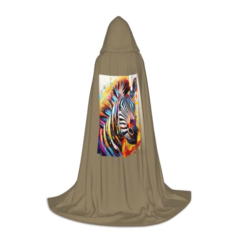 zkyfll Umhang mit Kapuze und abstraktem Tier, Zebramuster, klein, Halloween, Cosplay, Hexe, Robe Cape von zkyfll