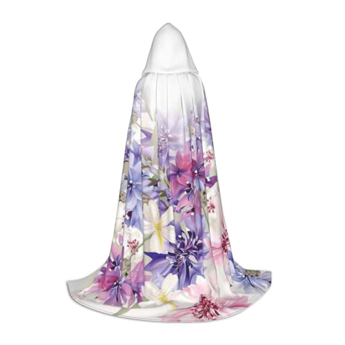 zkyfll Umhang mit Kapuze und floralem Wirbel, Efeu-Druck, klein, Halloween-Kostüm, Halloween, Cosplay, Hexe, Robe Cape von zkyfll