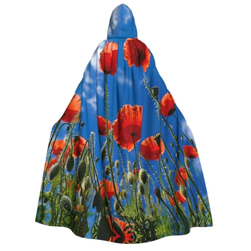 zkyfll Umhang mit Mohnblumen auf blauem Himmel, groß, für Damen und Herren, Erwachsenenlänge, Kapuzenumhang mit Kapuze, Halloween-Cosplay-Kostüme zkyfll Umhang mit Mohnblumen auf blauem Himmel, groß, für Damen und Herren, Erwachsenenlänge, Kapuzenumhang mit Kapuze, Halloween-Cosplay-Kostüme von zkyfll