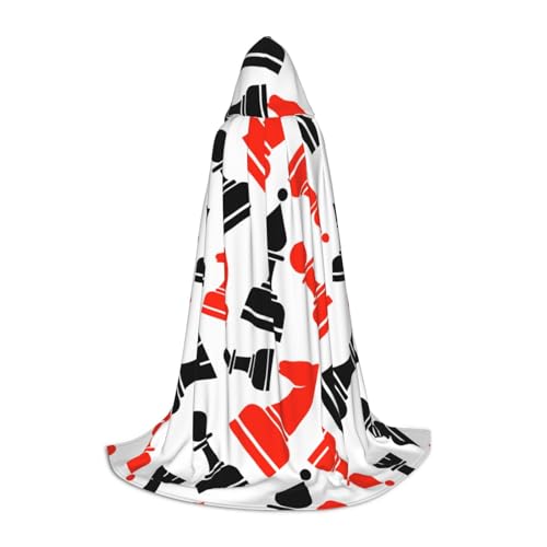 zkyfll Umhang mit Schachmuster, kleiner Kapuzenumhang, Halloween-Kostüm, Halloween, Cosplay, Hexe, Robe Cape von zkyfll