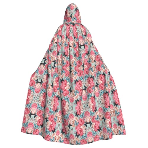 zkyfll Umhang mit buntem Blumendruck, für Damen und Herren, Erwachsene, mit Kapuze, Halloween, Cosplay-Kostüme von zkyfll