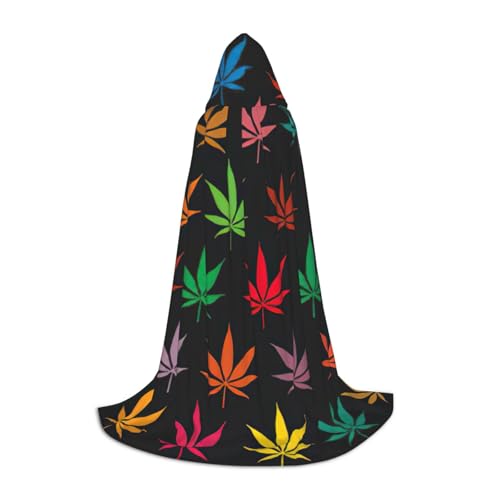 zkyfll Umhang mit buntem Cannabisblätter, kleiner Kapuzenumhang, Halloween-Kostüm, Halloween, Cosplay, Hexe, Robe, Umhang von zkyfll