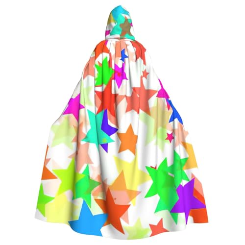 zkyfll Umhang mit buntem Sternendruck für Damen und Herren, Erwachsene, mit Kapuze, Halloween, Cosplay-Kostüme zkyfll Umhang mit buntem Sternendruck für Damen und Herren, Erwachsene, mit Kapuze, Halloween, Cosplay-Kostüme von zkyfll