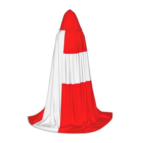 zkyfll Umhang mit dänischer Flagge, kleiner Kapuzenumhang, Halloween-Kostüm, Halloween, Cosplay, Hexe, Umhang von zkyfll