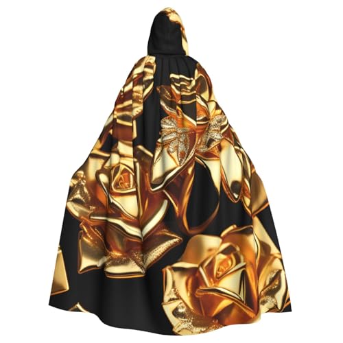zkyfll Umhang mit goldfarbenem Rosenmuster, für Damen und Herren, Erwachsene, mit Kapuze, Halloween, Cosplay-Kostüme zkyfll Umhang mit goldfarbenem Rosenmuster, für Damen und Herren, Erwachsene, mit Kapuze, Halloween, Cosplay-Kostüme von zkyfll
