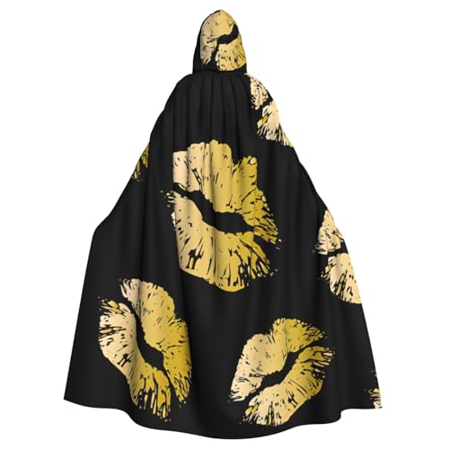 zkyfll Umhang mit goldfarbenen Lippen, für Damen und Herren, Erwachsene, mit Kapuze, Halloween, Cosplay-Kostüme zkyfll Umhang mit goldfarbenen Lippen, für Damen und Herren, Erwachsene, mit Kapuze, Halloween, Cosplay-Kostüme von zkyfll