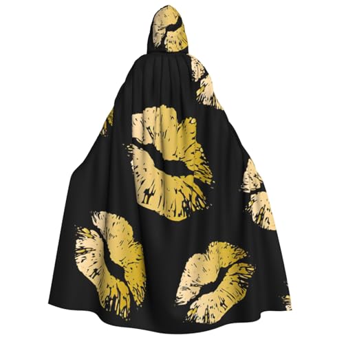 zkyfll Umhang mit goldfarbenen Lippen, groß, für Damen und Herren, Erwachsene, mit Kapuze, Halloween-Cosplay-Kostüme zkyfll Umhang mit goldfarbenen Lippen, groß, für Damen und Herren, Erwachsene, mit Kapuze, Halloween-Cosplay-Kostüme von zkyfll