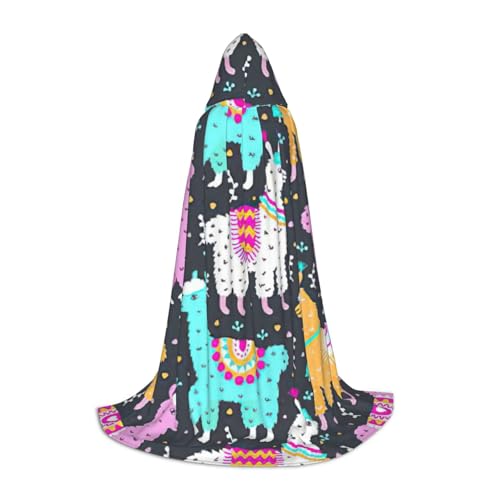 zkyfll Umhang mit indischem Alpaka-Druck, kleine Größe, mit Kapuze, Halloween-Kostüm, Halloween, Cosplay, Hexe, Robe Cape von zkyfll