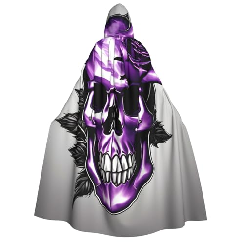 zkyfll Umhang mit lila Rosen und Totenkopf-Aufdruck, groß, für Damen, Herren, Erwachsene, mit Kapuze, Halloween, Cosplay-Kostüme zkyfll Umhang mit lila Rosen und Totenkopf-Aufdruck, groß, für Damen, Herren, Erwachsene, mit Kapuze, Halloween, Cosplay-Kostüme von zkyfll
