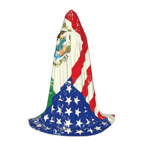 zkyfll Umhang mit mexikanischer amerikanischer Flagge, kleiner Kapuzenumhang, Halloween-Kostüm, Halloween, Cosplay, Hexe, Umhang von zkyfll