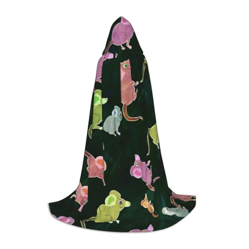 zkyfll Umhang mit süßem Maus-Druck, kleine Größe, mit Kapuze, Halloween-Kostüm, Halloween, Cosplay, Hexe, Robe Cape von zkyfll