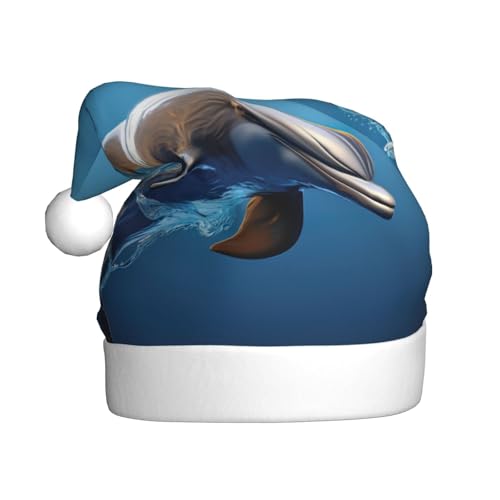 zkyfll Weihnachtsmann-Hut mit 3D-Delfin-Druck, einzigartige und lustige Tiere, für Erwachsene, Weihnachtsfeier von zkyfll