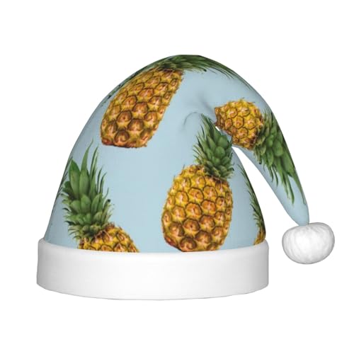 zkyfll Weihnachtsmann-Hut mit Ananas-Druck (3) kleine Größe, Weihnachtsgeschenke, lustiger Plüsch-Weihnachtshut, Party von zkyfll
