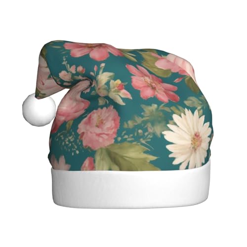 zkyfll Weihnachtsmann-Hut mit Blumenmuster, Plüsch, lustig, für Erwachsene, Weihnachtsfeier zkyfll Weihnachtsmann-Hut mit Blumenmuster, Plüsch, lustig, für Erwachsene, Weihnachtsfeier von zkyfll