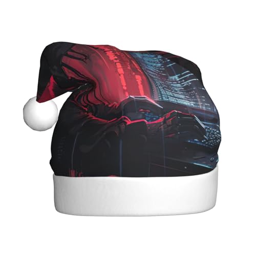 zkyfll Weihnachtsmann-Hut mit Hacker-Attack-Muster, lustiger Weihnachtshut für Erwachsene, Weihnachtsfeier zkyfll Weihnachtsmann-Hut mit Hacker-Attack-Muster, lustiger Weihnachtshut für Erwachsene, Weihnachtsfeier von zkyfll
