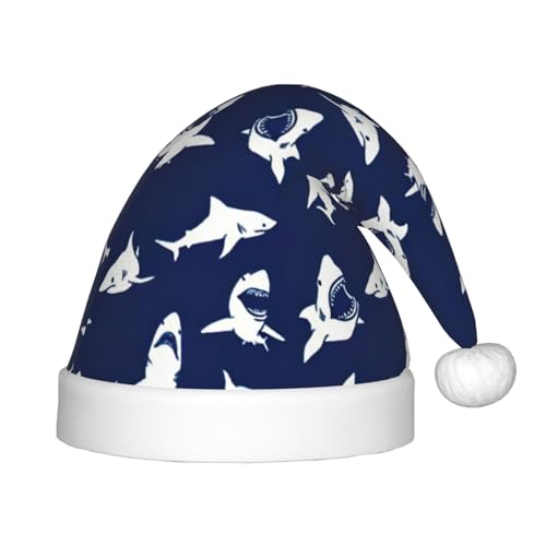 zkyfll Weihnachtsmann-Hut mit Hai-Muster, verschiedene Gesten, kleine Größe, Weihnachtsgeschenke, lustiger Plüsch-Weihnachtshut, Party von zkyfll