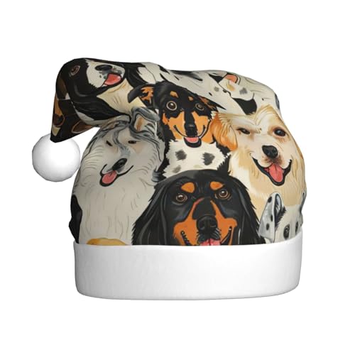 zkyfll Weihnachtsmann-Hut mit Hunde-Druck, lustiger Weihnachtshut für Erwachsene, Weihnachtsfeier zkyfll Weihnachtsmann-Hut mit Hunde-Druck, lustiger Weihnachtshut für Erwachsene, Weihnachtsfeier von zkyfll