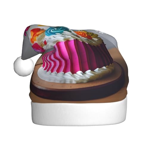 zkyfll Weihnachtsmann-Hut mit Kuchendruck, Happy Birthday, lustiger Weihnachtshut für Erwachsene, Weihnachtsfeier von zkyfll