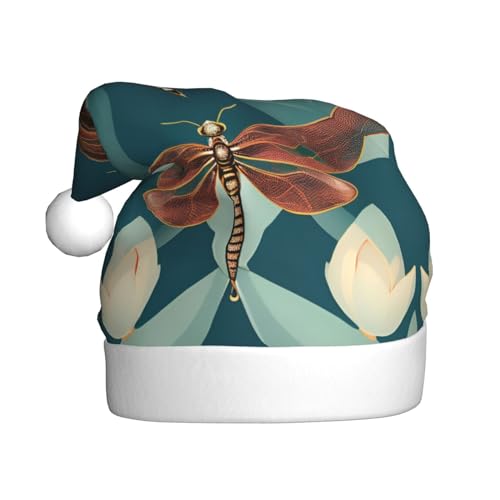 zkyfll Weihnachtsmann-Hut mit Libelle und Lotus-Muster, lustiger Weihnachtshut für Erwachsene, Weihnachtsfeier zkyfll Weihnachtsmann-Hut mit Libelle und Lotus-Muster, lustiger Weihnachtshut für Erwachsene, Weihnachtsfeier von zkyfll