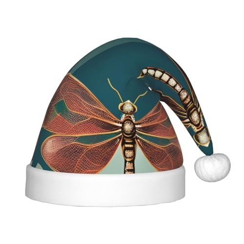 zkyfll Weihnachtsmann-Hut mit Libelle und Lotus-Print, kleine Größe, Weihnachtsgeschenke, lustiger Plüsch-Hut zkyfll Weihnachtsmann-Hut mit Libelle und Lotus-Print, kleine Größe, Weihnachtsgeschenke, lustiger Plüsch-Hut von zkyfll