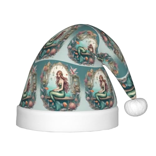 zkyfll Weihnachtsmann-Hut mit Meerjungfrau-Aufdruck 03, kleine Größe, Weihnachtsgeschenke, lustiger Plüsch-Weihnachtshut, Party zkyfll Weihnachtsmann-Hut mit Meerjungfrau-Aufdruck 03, kleine Größe, Weihnachtsgeschenke, lustiger Plüsch-Weihnachtshut, Party von zkyfll