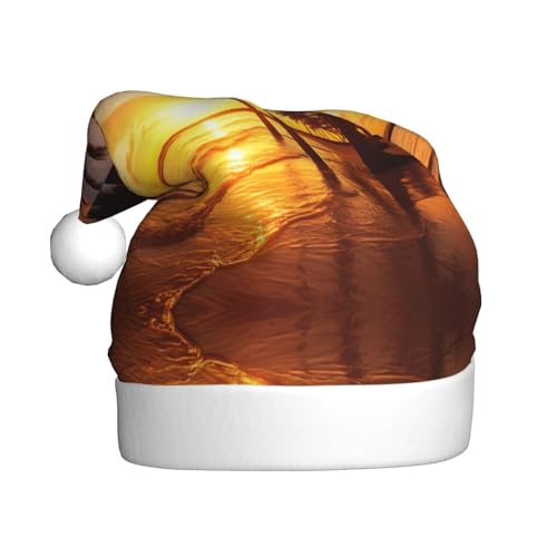 zkyfll Weihnachtsmann-Hut mit Palmenmuster, für Erwachsene, Weihnachtsfeier von zkyfll