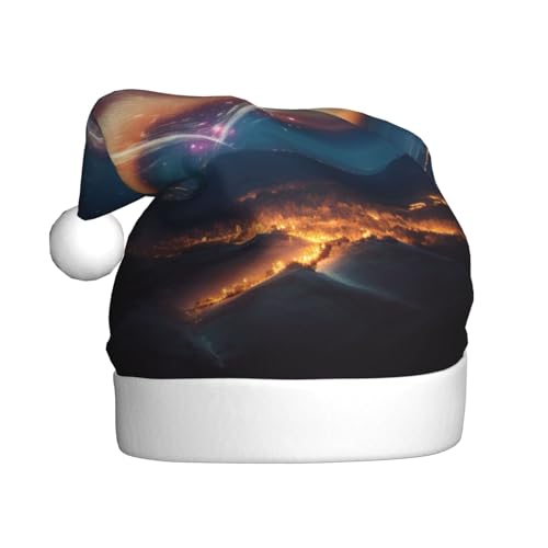 zkyfll Weihnachtsmann-Hut mit Sternschnuppen-Herz-Druck, für Erwachsene, Weihnachtsfeier zkyfll Weihnachtsmann-Hut mit Sternschnuppen-Herz-Druck, für Erwachsene, Weihnachtsfeier von zkyfll
