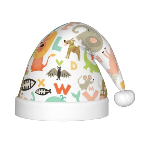 zkyfll Weihnachtsmann-Hut mit Tierdruck, Zoo-Alphabet, kleine Größe, Weihnachtsgeschenke, lustiger Plüsch-Hut für Party zkyfll Weihnachtsmann-Hut mit Tierdruck, Zoo-Alphabet, kleine Größe, Weihnachtsgeschenke, lustiger Plüsch-Hut für Party von zkyfll