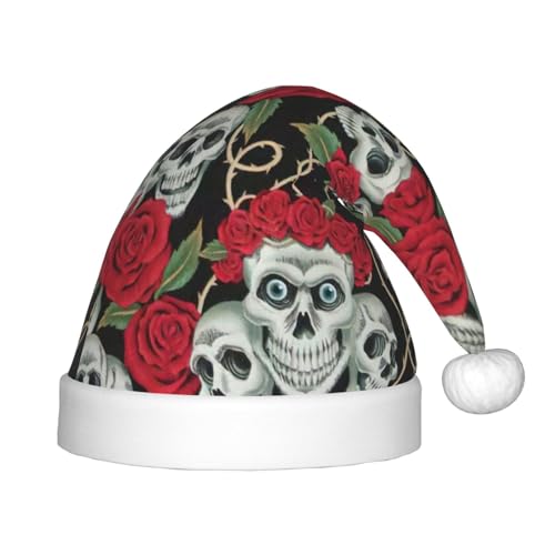 zkyfll Weihnachtsmann-Hut mit Totenkopf und roter Rose, kleine Größe, Weihnachtsgeschenke, lustiger Plüsch-Weihnachtshut, Party zkyfll Weihnachtsmann-Hut mit Totenkopf und roter Rose, kleine Größe, Weihnachtsgeschenke, lustiger Plüsch-Weihnachtshut, Party von zkyfll