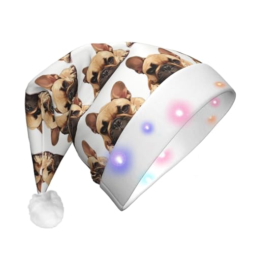 zkyfll Weihnachtsmann-Hut mit französischer Bulldogge, Plüsch, lustig, für Erwachsene, Weihnachtsfeier zkyfll Weihnachtsmann-Hut mit französischer Bulldogge, Plüsch, lustig, für Erwachsene, Weihnachtsfeier von zkyfll