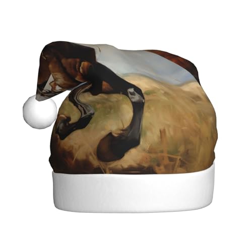 zkyfll Weihnachtsmann-Hut mit künstlerischem Druck von laufenden Pferden, lustiger Weihnachtshut für Erwachsene, Weihnachtsfeier zkyfll Weihnachtsmann-Hut mit künstlerischem Druck von laufenden Pferden, lustiger Weihnachtshut für Erwachsene, Weihnachtsfeier von zkyfll