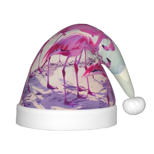 zkyfll Weihnachtsmann-Hut mit rosa Flamingo-Druck am Strand, kleine Größe, Weihnachtsgeschenke, lustiger Plüsch-Hut zkyfll Weihnachtsmann-Hut mit rosa Flamingo-Druck am Strand, kleine Größe, Weihnachtsgeschenke, lustiger Plüsch-Hut von zkyfll