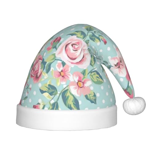 zkyfll Weihnachtsmann-Hut mit rosa Rosen-Druck, kleine Größe, Weihnachtsgeschenke, lustiger Plüsch-Weihnachtshut, Party zkyfll Weihnachtsmann-Hut mit rosa Rosen-Druck, kleine Größe, Weihnachtsgeschenke, lustiger Plüsch-Weihnachtshut, Party von zkyfll