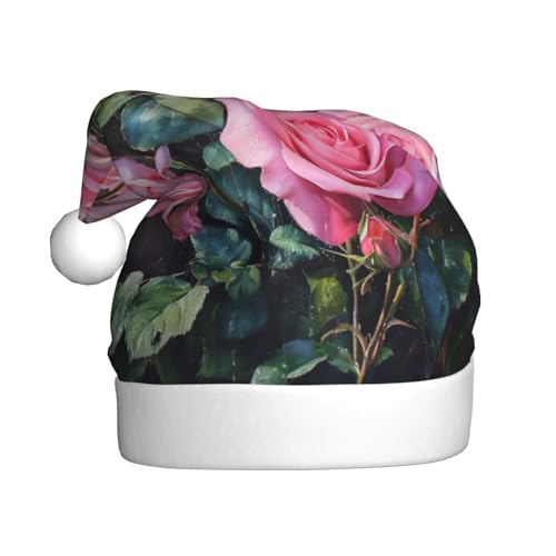 zkyfll Weihnachtsmann-Hut mit rosa frischen Rosen, lustiger Weihnachtshut für Erwachsene, Weihnachtsfeier zkyfll Weihnachtsmann-Hut mit rosa frischen Rosen, lustiger Weihnachtshut für Erwachsene, Weihnachtsfeier von zkyfll