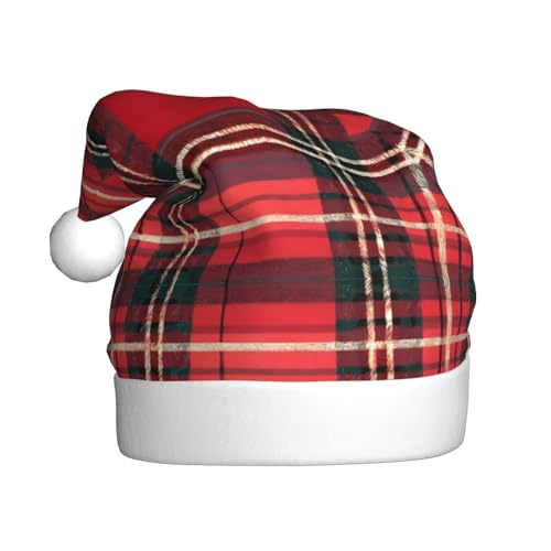 zkyfll Weihnachtsmann-Hut mit rotem und schwarzem Karomuster für Erwachsene, Weihnachtsfeier von zkyfll