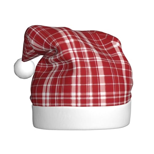 zkyfll Weihnachtsmann-Hut mit rotem und schwarzem Karomuster für Erwachsene, Weihnachtsfeier zkyfll Weihnachtsmann-Hut mit rotem und schwarzem Karomuster für Erwachsene, Weihnachtsfeier von zkyfll