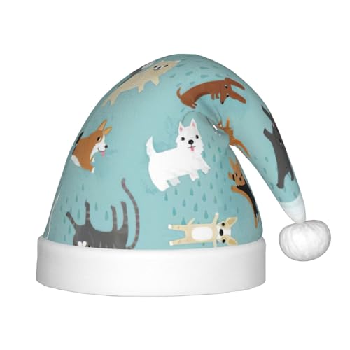 zkyfll Weihnachtsmannhut mit Katzen- und Regenhund, kleine Größe, Weihnachtsgeschenke, lustiger Weihnachtshut, Partyhut zkyfll Weihnachtsmannhut mit Katzen- und Regenhund, kleine Größe, Weihnachtsgeschenke, lustiger Weihnachtshut, Partyhut von zkyfll