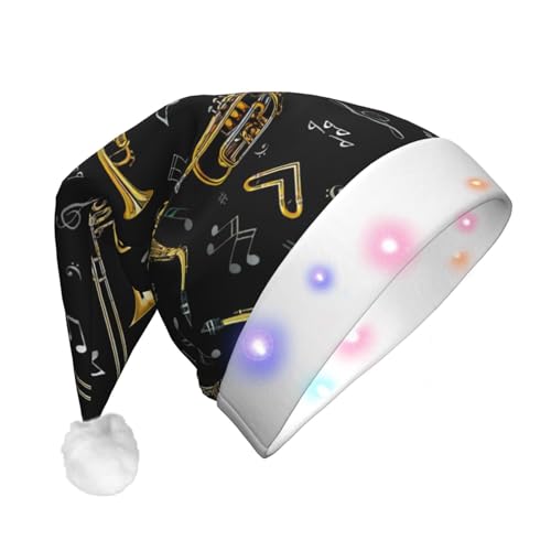 zkyfll Weihnachtsmannhut mit Musikinstrumenten-Druck, lustiger Weihnachtshut für Erwachsene, Weihnachtsfeier zkyfll Weihnachtsmannhut mit Musikinstrumenten-Druck, lustiger Weihnachtshut für Erwachsene, Weihnachtsfeier von zkyfll