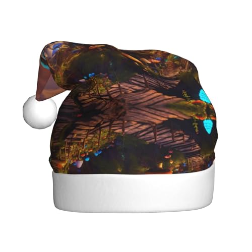 zkyfll Weihnachtsmannhut mit Zauberpilz-Druck, lustiger Weihnachtshut für Erwachsene, Weihnachtsfeier zkyfll Weihnachtsmannhut mit Zauberpilz-Druck, lustiger Weihnachtshut für Erwachsene, Weihnachtsfeier von zkyfll