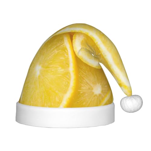 zkyfll Weihnachtsmannhut mit gelbem Zitronenmuster, kleine Größe, Weihnachtsgeschenke, lustiger Weihnachtshut, Partyhut zkyfll Weihnachtsmannhut mit gelbem Zitronenmuster, kleine Größe, Weihnachtsgeschenke, lustiger Weihnachtshut, Partyhut von zkyfll
