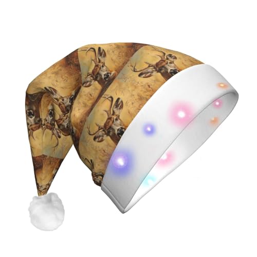 zkyfll Weihnachtsmannhut mit wildem Hirschdruck, lustiger Weihnachtshut für Erwachsene, Weihnachtsfeier zkyfll Weihnachtsmannhut mit wildem Hirschdruck, lustiger Weihnachtshut für Erwachsene, Weihnachtsfeier von zkyfll