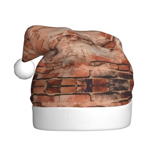 zkyfll Weihnachtsmütze aus Plüsch mit roter Ziegelmauerstruktur, lustige Weihnachtsmütze für Erwachsene, Weihnachtsfeier zkyfll Weihnachtsmütze aus Plüsch mit roter Ziegelmauerstruktur, lustige Weihnachtsmütze für Erwachsene, Weihnachtsfeier von zkyfll