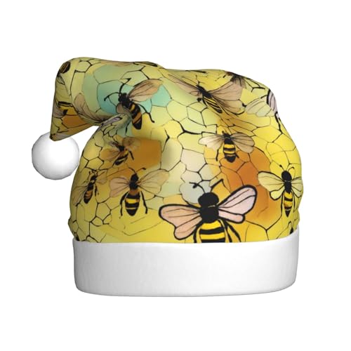 zkyfll Weihnachtsmütze mit Bienen-Motiv, lustig, Plüsch, für Erwachsene, Weihnachtsfeier zkyfll Weihnachtsmütze mit Bienen-Motiv, lustig, Plüsch, für Erwachsene, Weihnachtsfeier von zkyfll