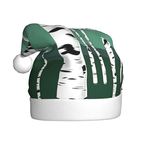 zkyfll Weihnachtsmütze mit Birkenbäumen-Aufdruck, Plüsch, lustige Weihnachtsmütze für Erwachsene, Weihnachtsfeier zkyfll Weihnachtsmütze mit Birkenbäumen-Aufdruck, Plüsch, lustige Weihnachtsmütze für Erwachsene, Weihnachtsfeier von zkyfll