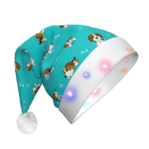 zkyfll Weihnachtsmütze mit Cartoon-Beagle-Motiv, Plüsch, beleuchtet, lustige Weihnachtsmütze für Erwachsene, Weihnachtsfeier zkyfll Weihnachtsmütze mit Cartoon-Beagle-Motiv, Plüsch, beleuchtet, lustige Weihnachtsmütze für Erwachsene, Weihnachtsfeier von zkyfll