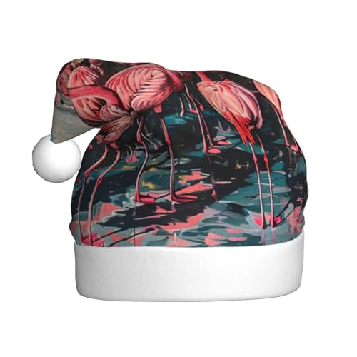 zkyfll Weihnachtsmütze mit Flamingo-Druck, Plüsch, lustige Weihnachtsmütze für Erwachsene, Weihnachtsfeier zkyfll Weihnachtsmütze mit Flamingo-Druck, Plüsch, lustige Weihnachtsmütze für Erwachsene, Weihnachtsfeier von zkyfll