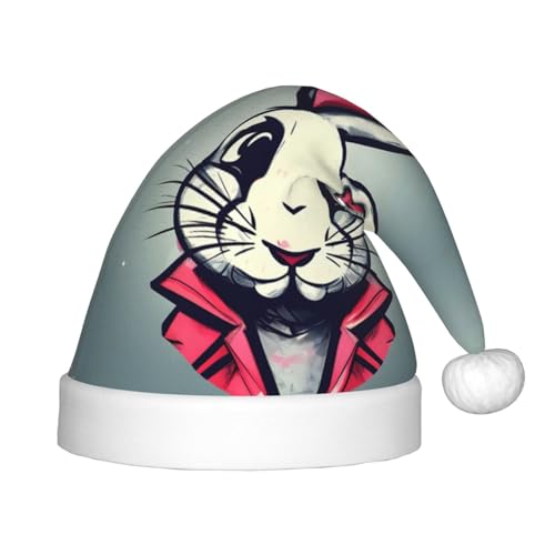 zkyfll Weihnachtsmütze mit Hasen-Aufdruck, kleine Größe, Weihnachtsgeschenke, Plüsch, lustige Weihnachtsmütze, Party zkyfll Weihnachtsmütze mit Hasen-Aufdruck, kleine Größe, Weihnachtsgeschenke, Plüsch, lustige Weihnachtsmütze, Party von zkyfll